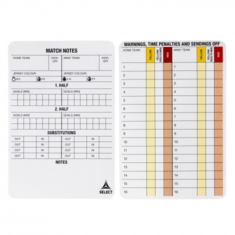 Cartons de notation pour arbitre Select