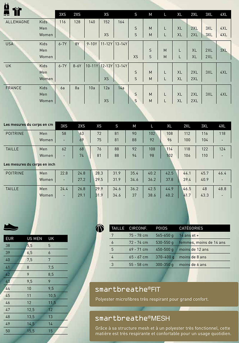 Guide des tailles Spalding