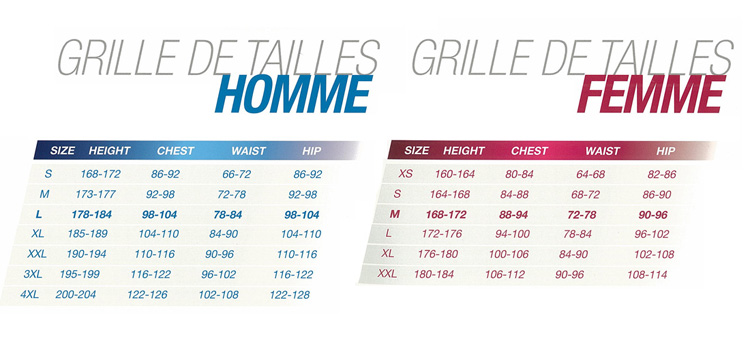 Grilles des tailles Asics - Correspondance des tailles Asics